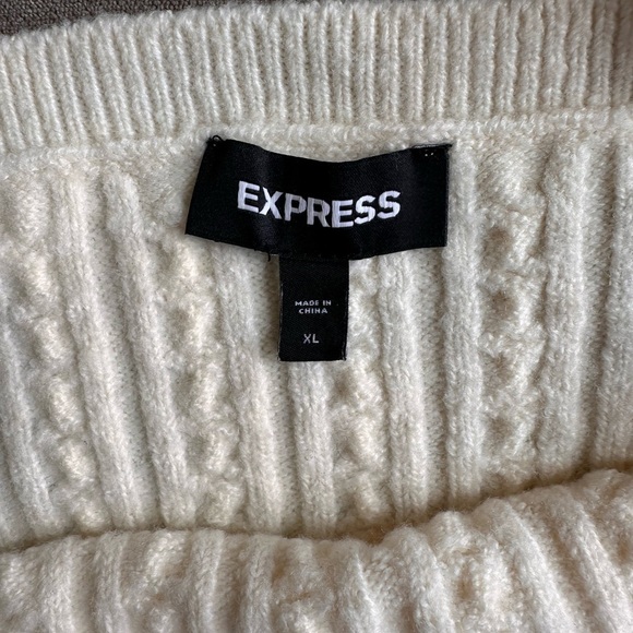 Express Cream Knit Blouse - Picture 2 of 9
